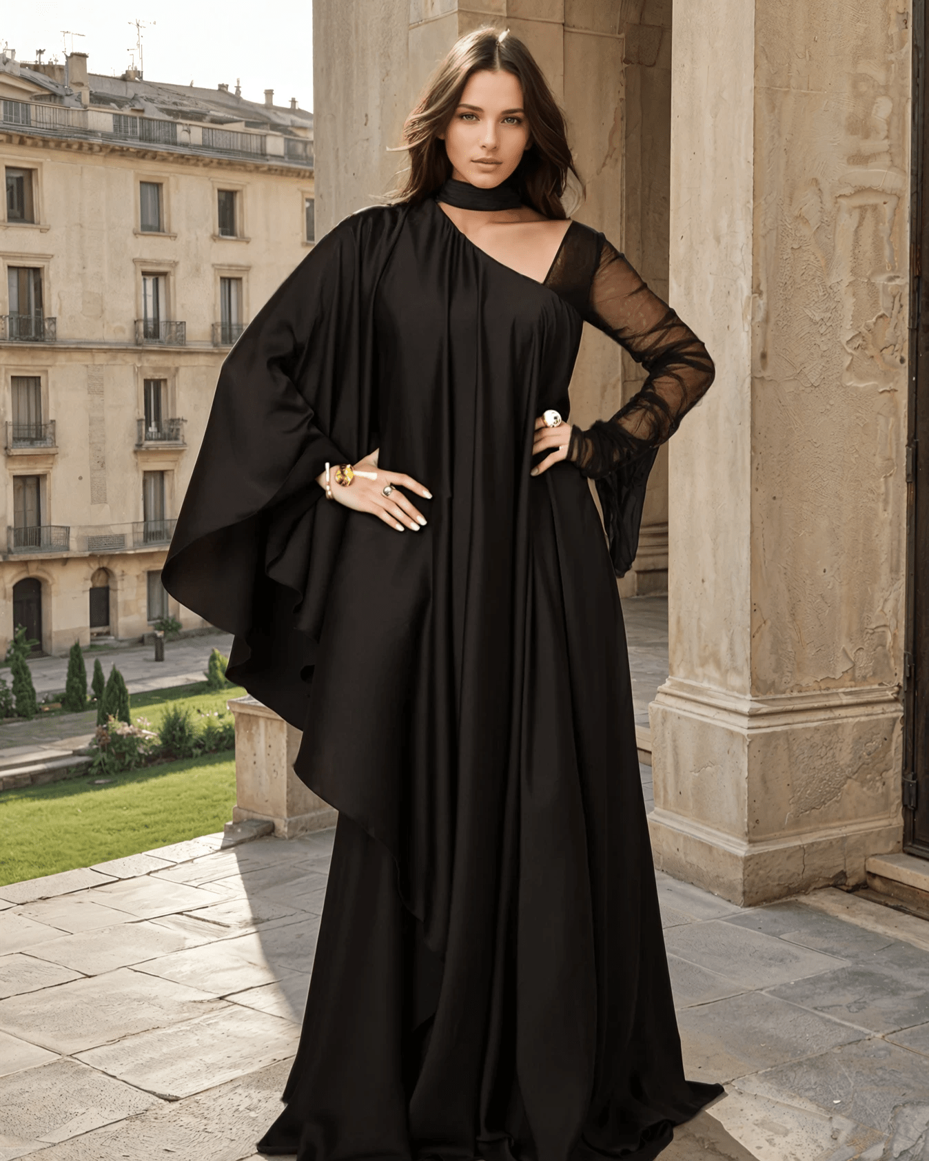 Asymmetric Drape Elegance Dress - WaedLine