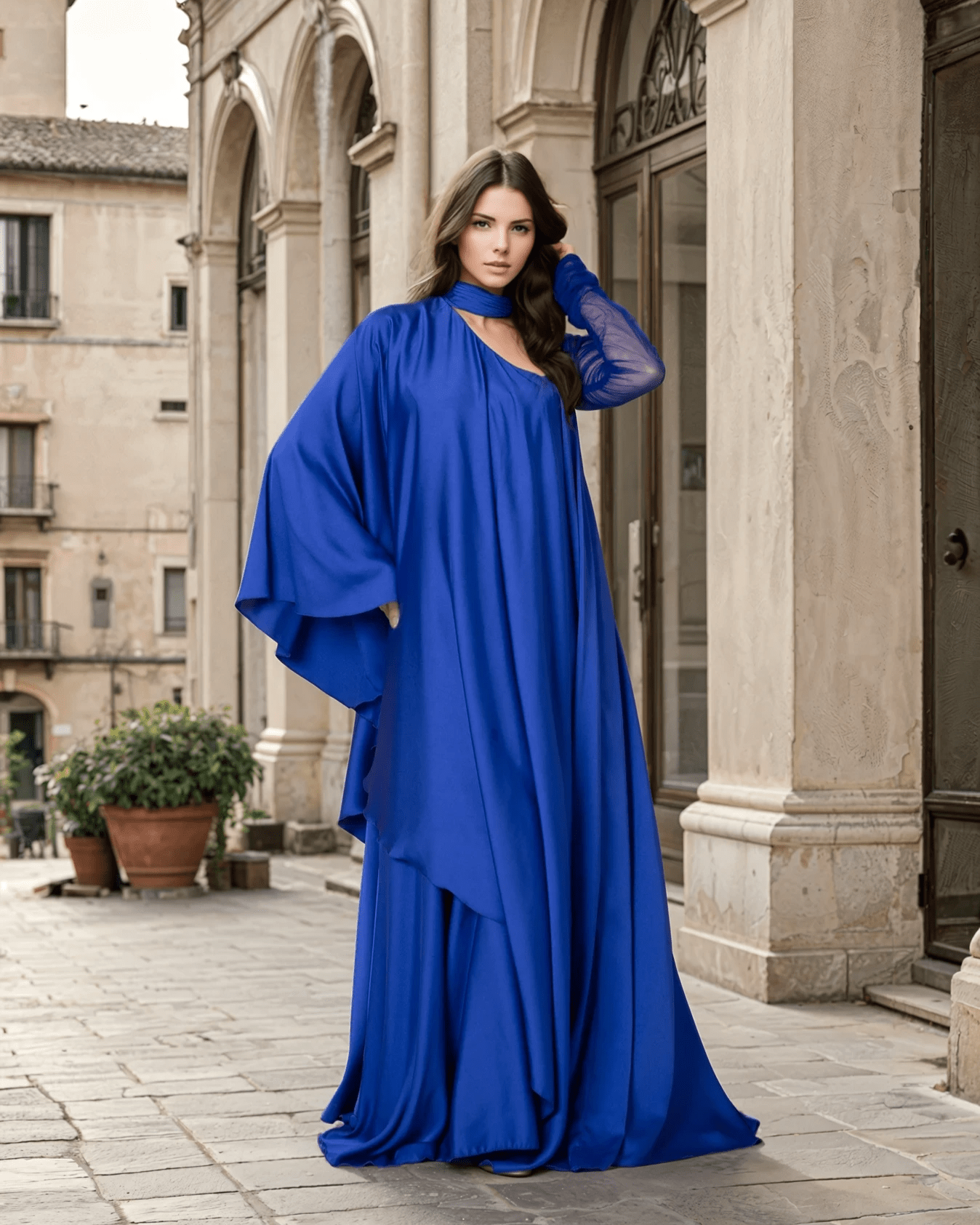 Asymmetric Drape Elegance Dress - WaedLine