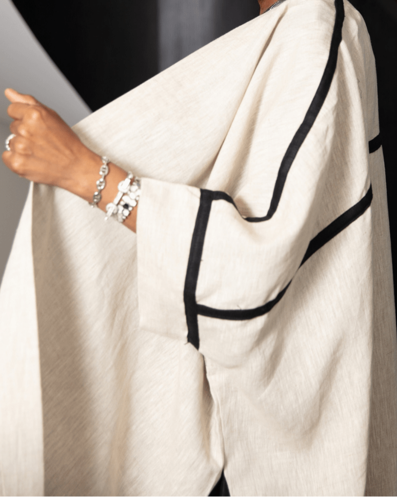 Beige Luxe Stripe Chic Two Peice Dress - WaedLine
