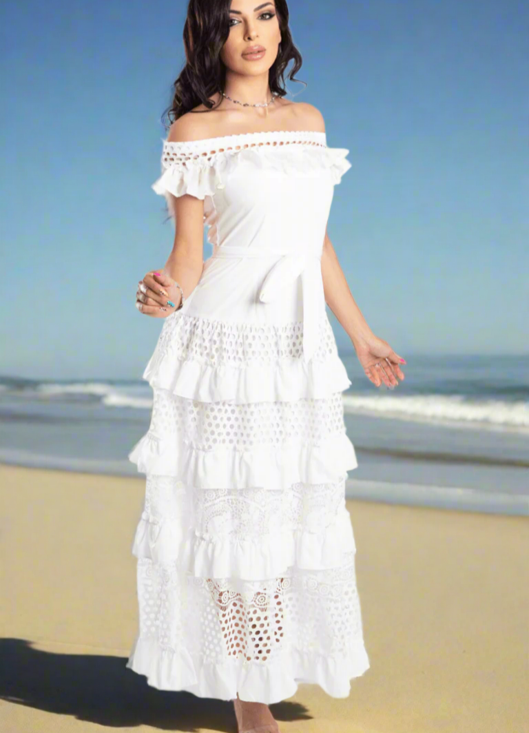 Breezy Boho Bliss Off - Shoulder Dress - WaedLine