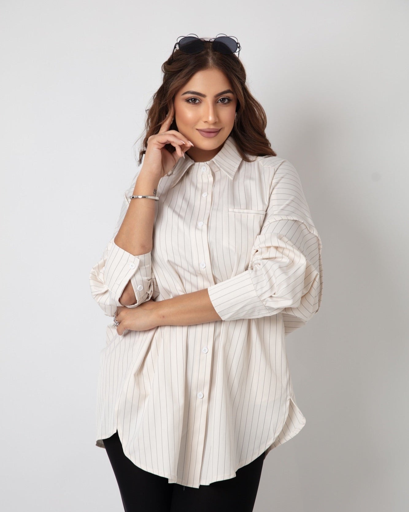 Casual Striped Print Oversized Elegant Shirt - WaedLine