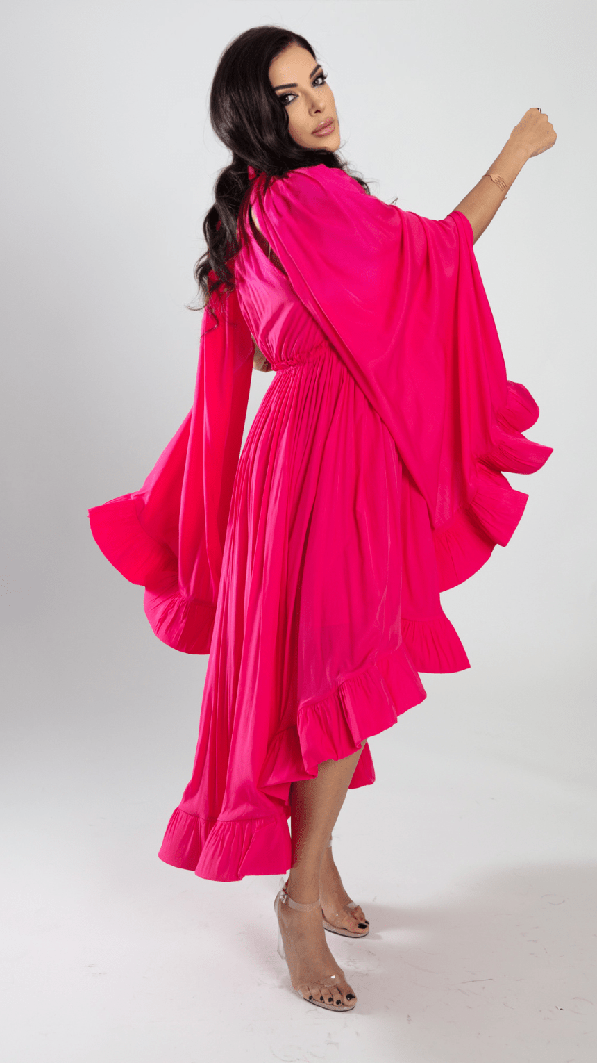 Chic Crepe Ruffle Satin Dress - WaedLine