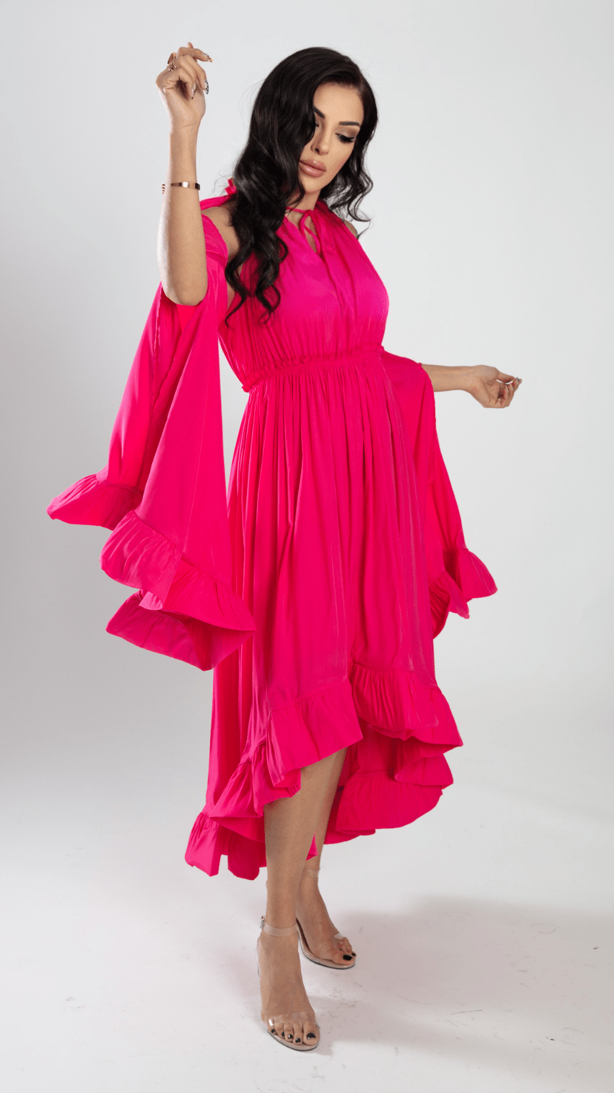 Chic Crepe Ruffle Satin Dress - WaedLine