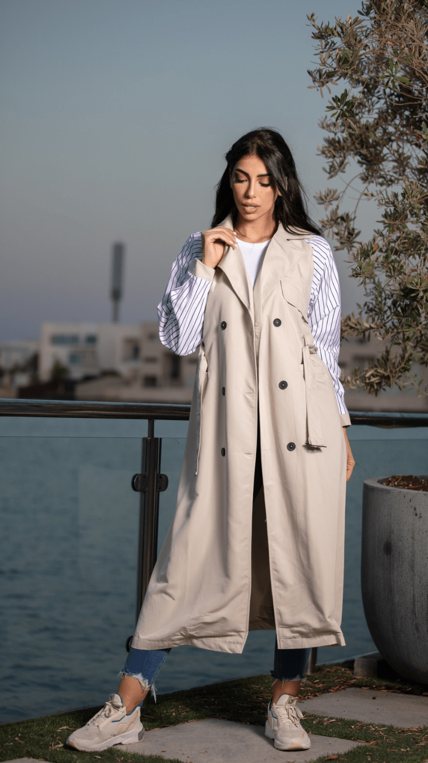 Chic Edgy Striped Coat - WaedLine