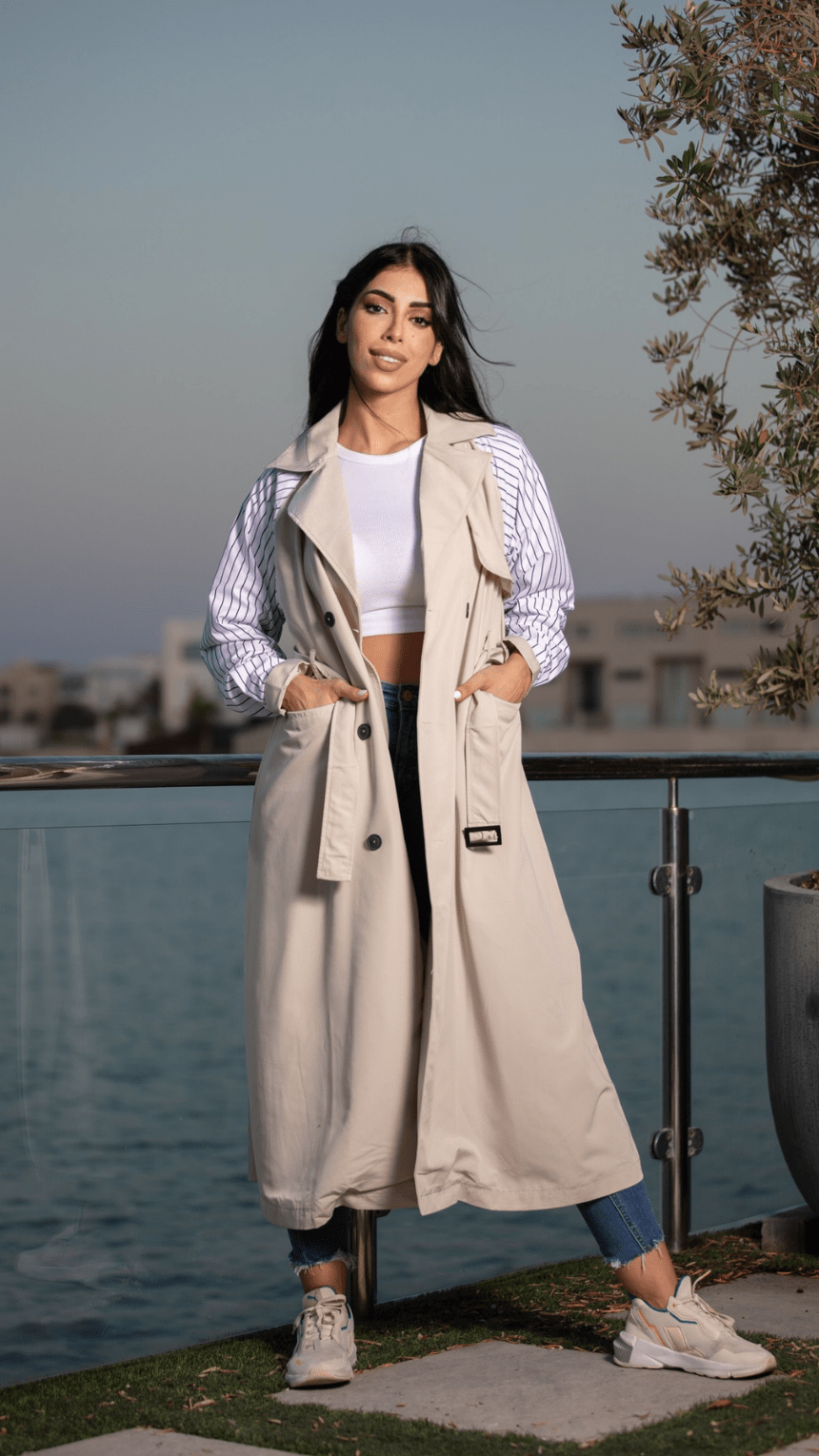 Chic Edgy Striped Coat - WaedLine