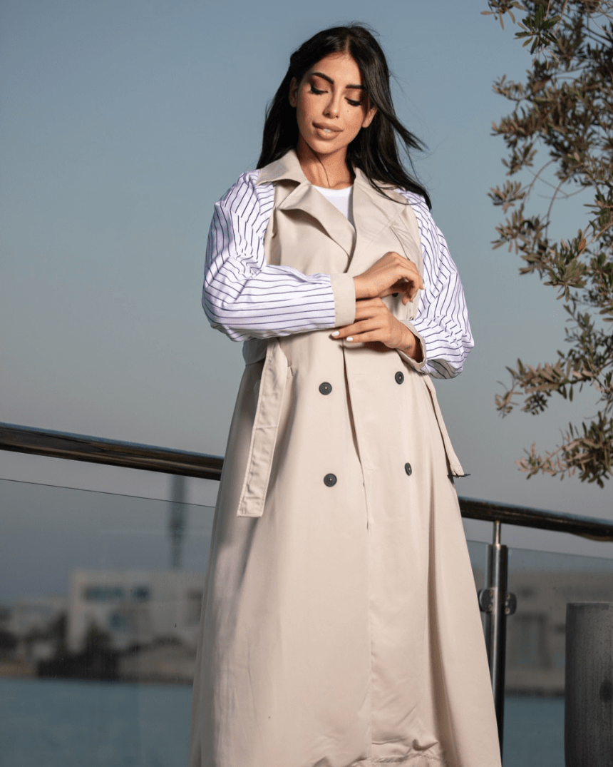 Chic Edgy Striped Coat - WaedLine