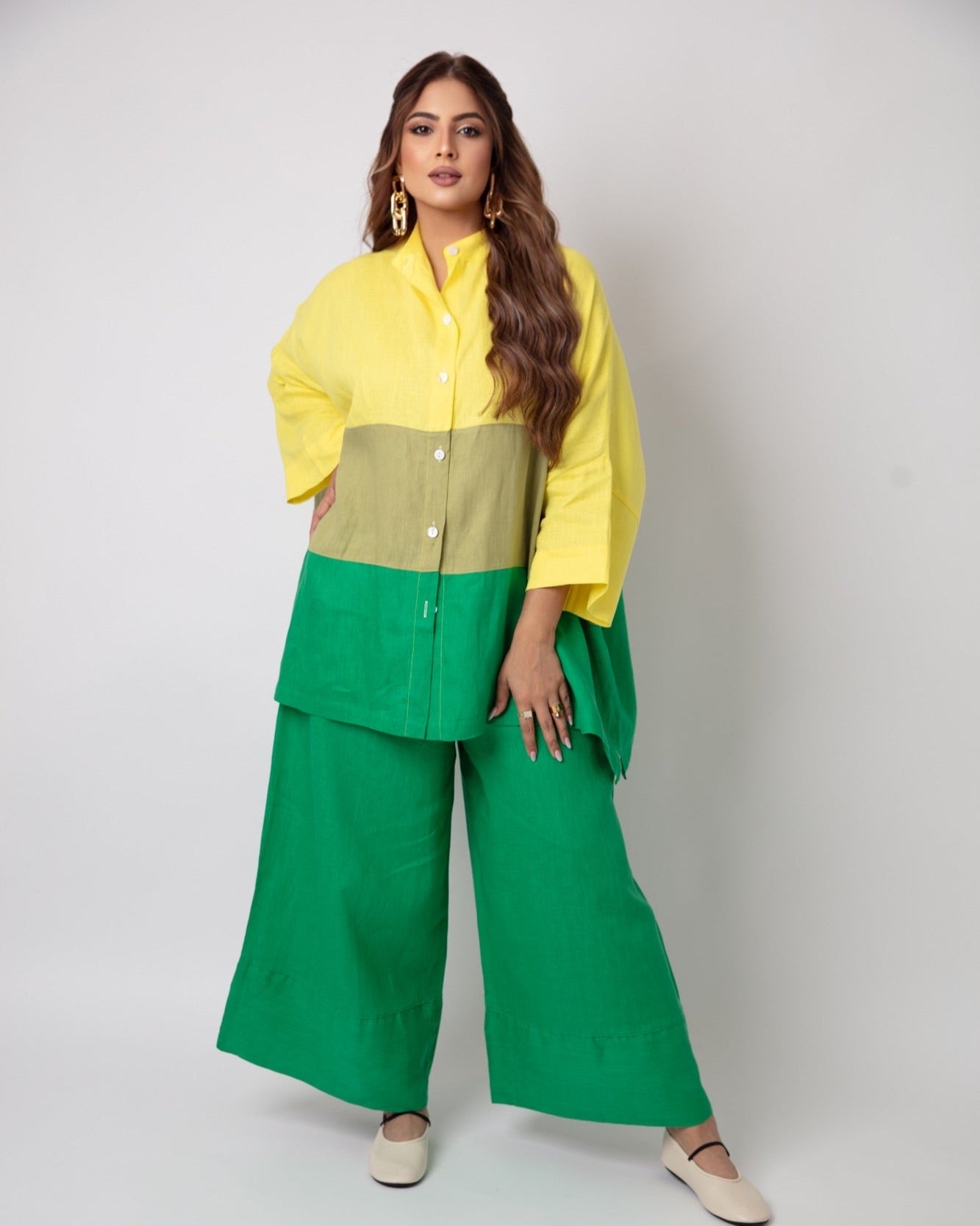 【WOOHWA】[SET] MODISH WIDE SL Chic Multicolor Wide Set - WaedLine
