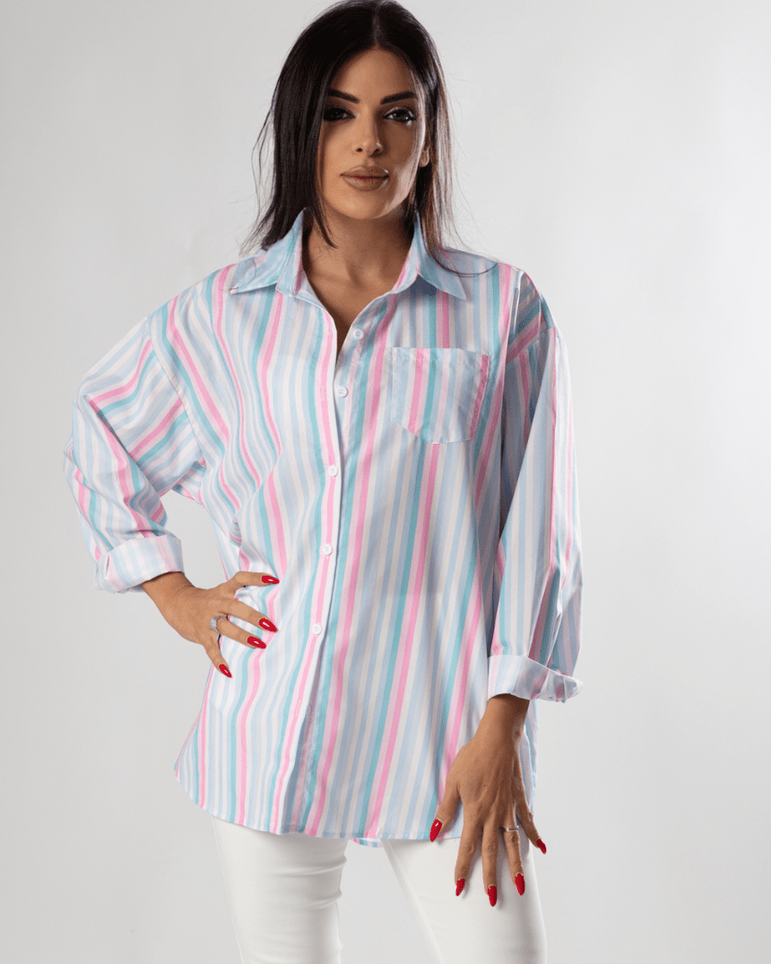 Color Fusion Baggy Stripe Shirt - WaedLine