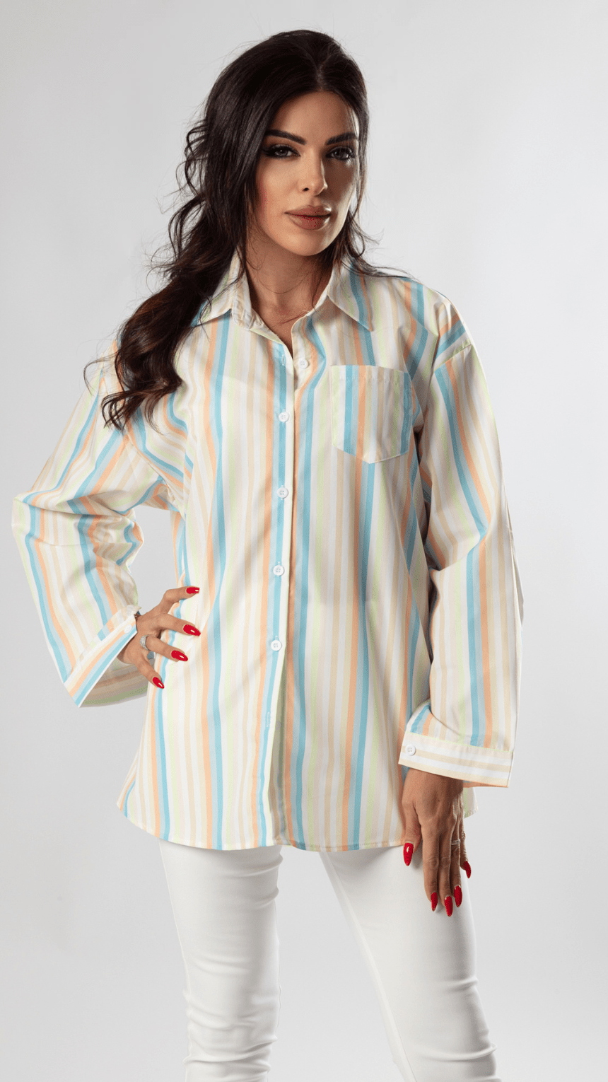 Color Fusion Baggy Stripe Shirt - WaedLine