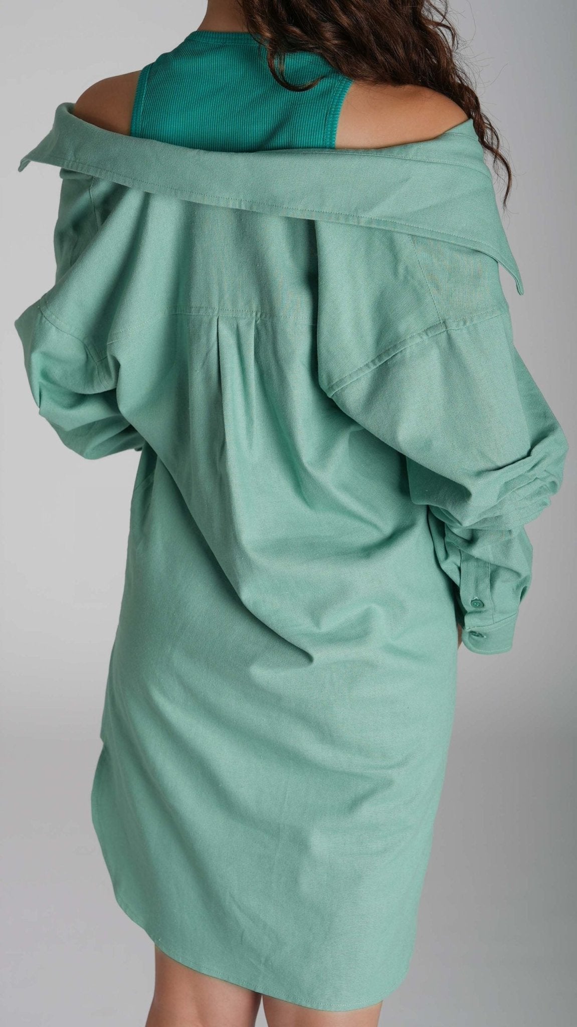 Cotton linen shift shirt dress - WaedLine