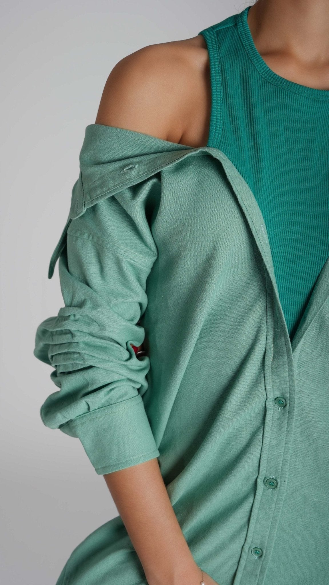 Cotton linen shift shirt dress - WaedLine