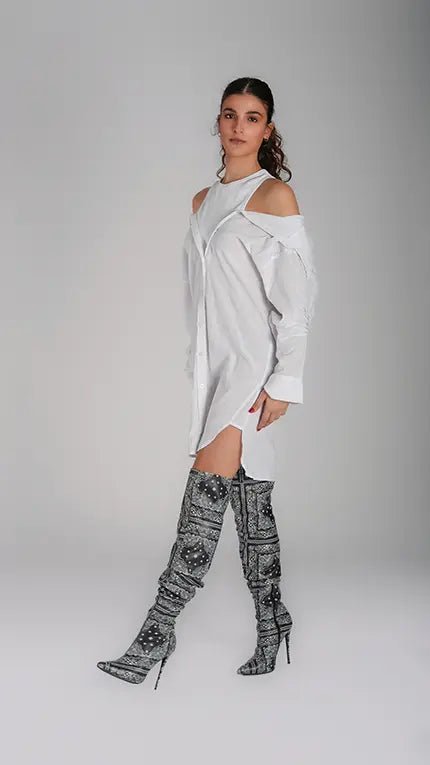 Cotton linen shift shirt dress - WaedLine