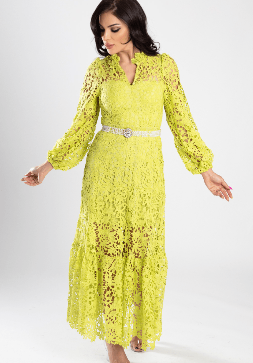 Dantel Serenity Dress with Pearl Belt - WaedLine
