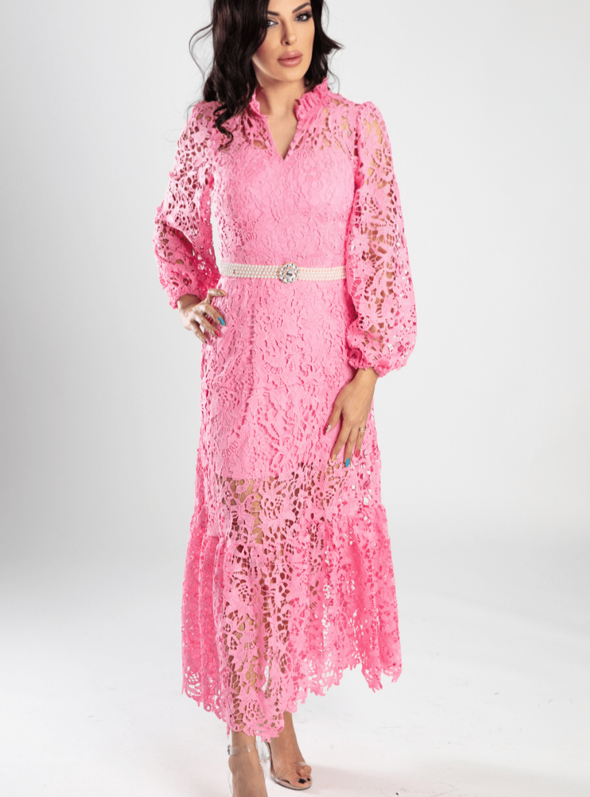 Dantel Serenity Dress with Pearl Belt - WaedLine