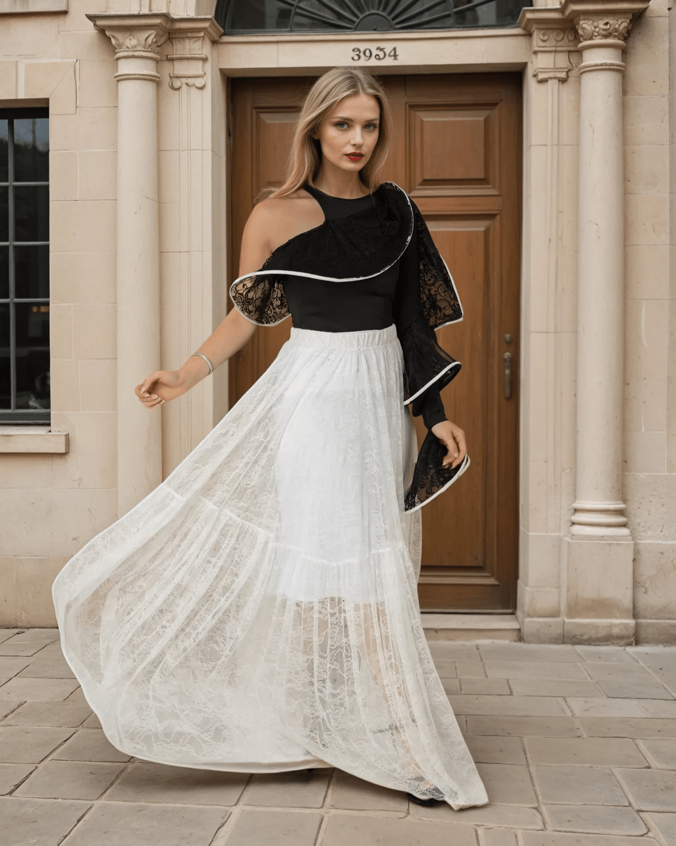 Delicately Embellished Lace Skirt - WaedLine