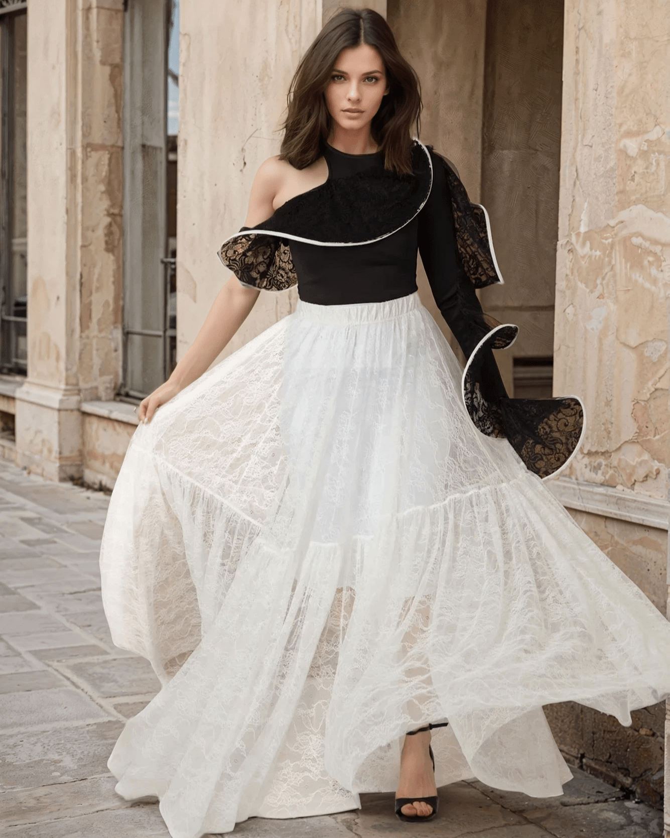 Delicately Embellished Lace Skirt - WaedLine