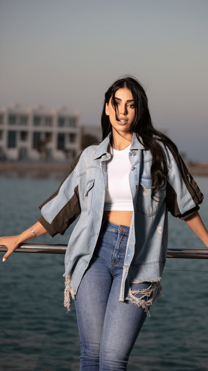 Denim Jacket with Olive Accent - WaedLine