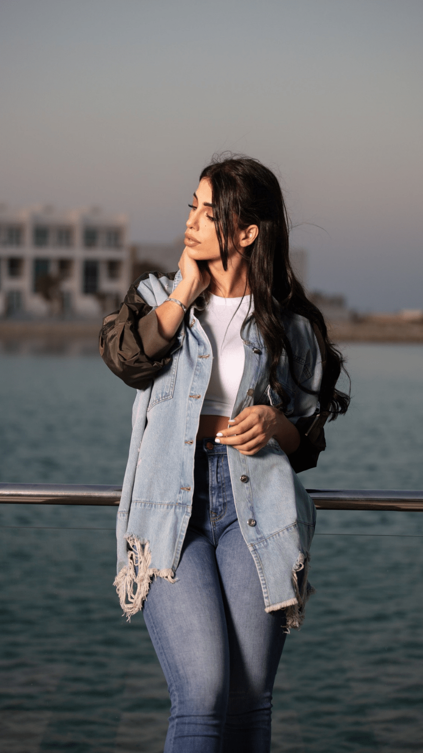 Denim Jacket with Olive Accent - WaedLine