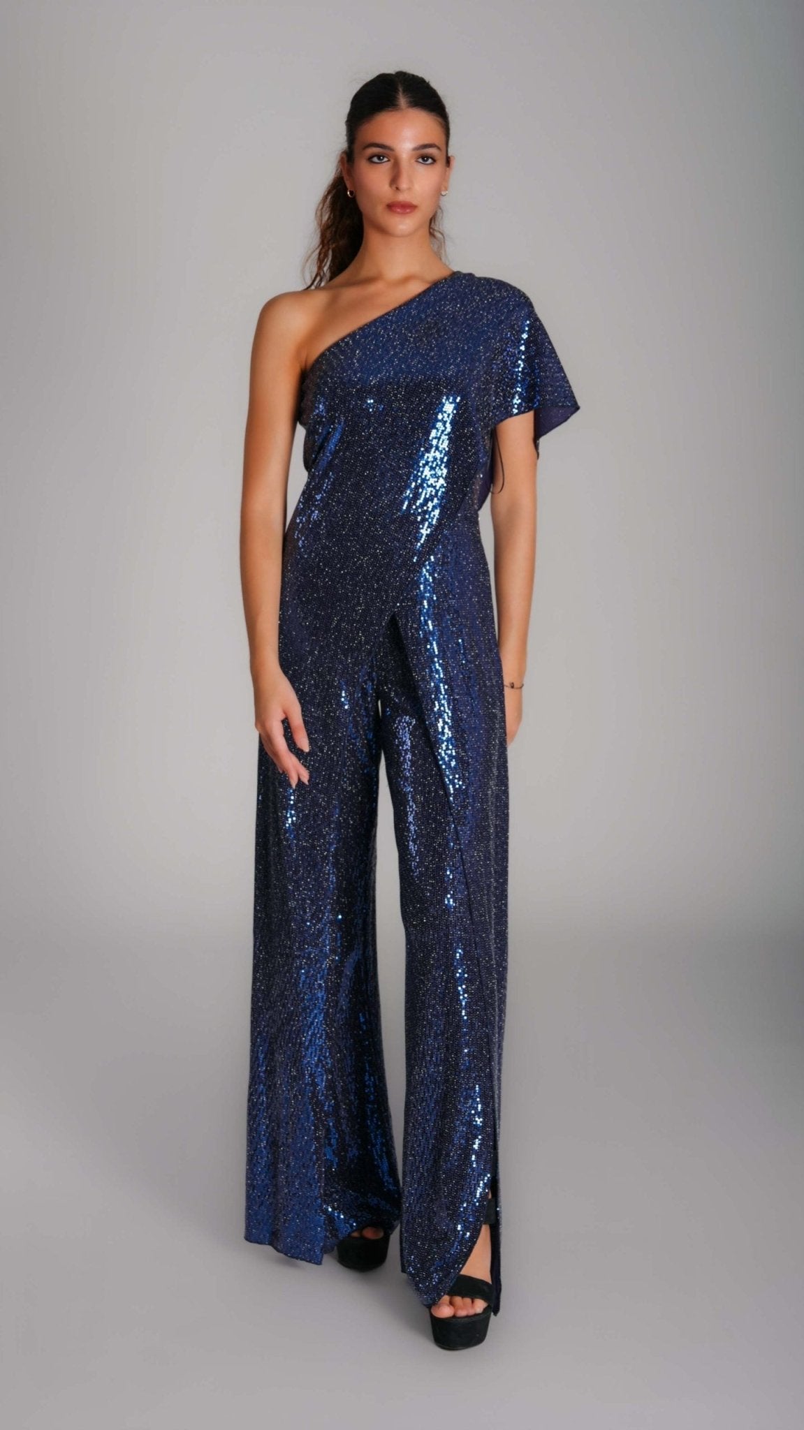 Divine Sequin One - Shoulder Jumpsuit - WaedLine