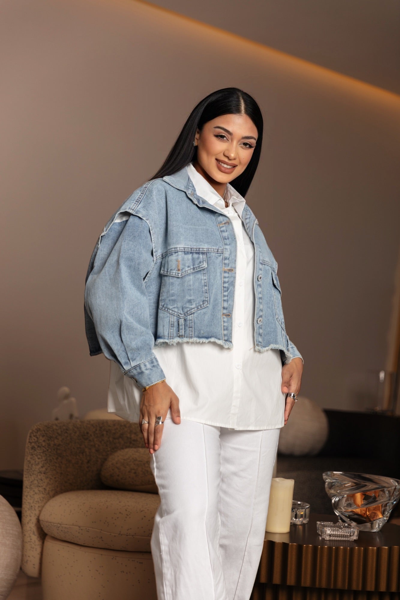 Duo Denim & White Tee Fusion - Two Pieces Top - WaedLine