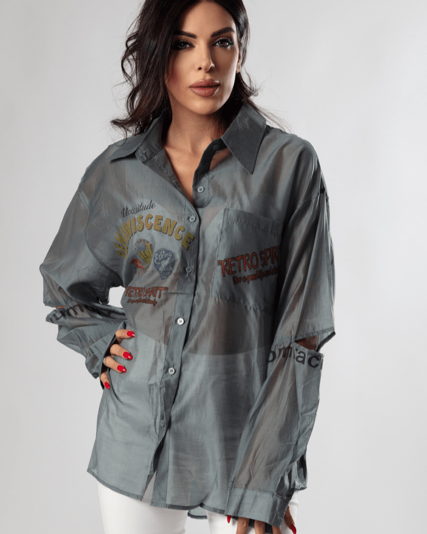 Edgy Funky Print Mesh Shirt - WaedLine