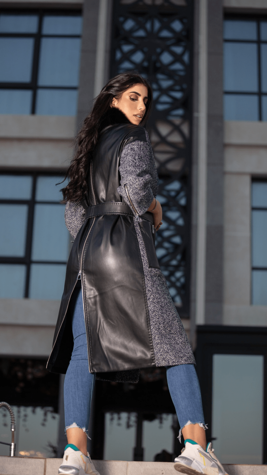 Edgy Leather Zipper Elegant Coat - WaedLine