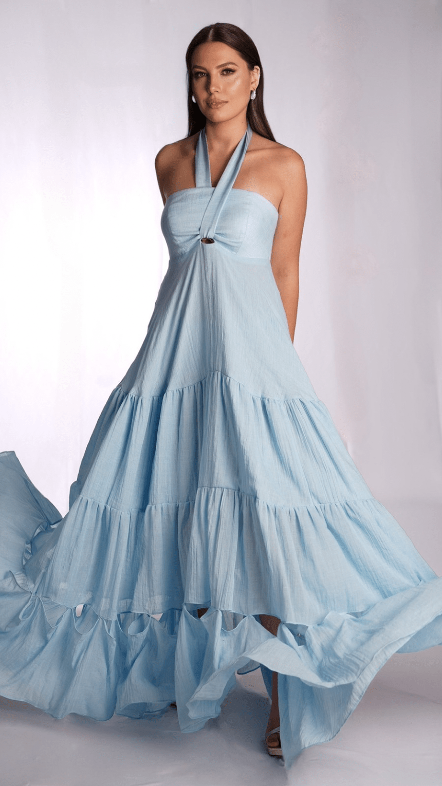 Effortless Chic: A V - Neck Long Dress - WaedLine