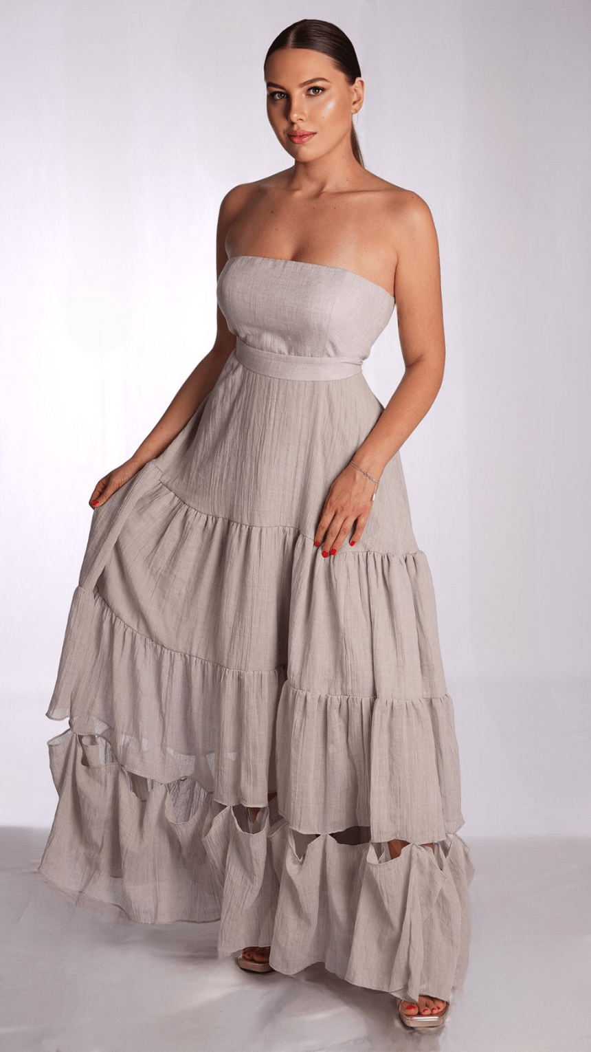 Effortless Chic: A V - Neck Long Dress - WaedLine