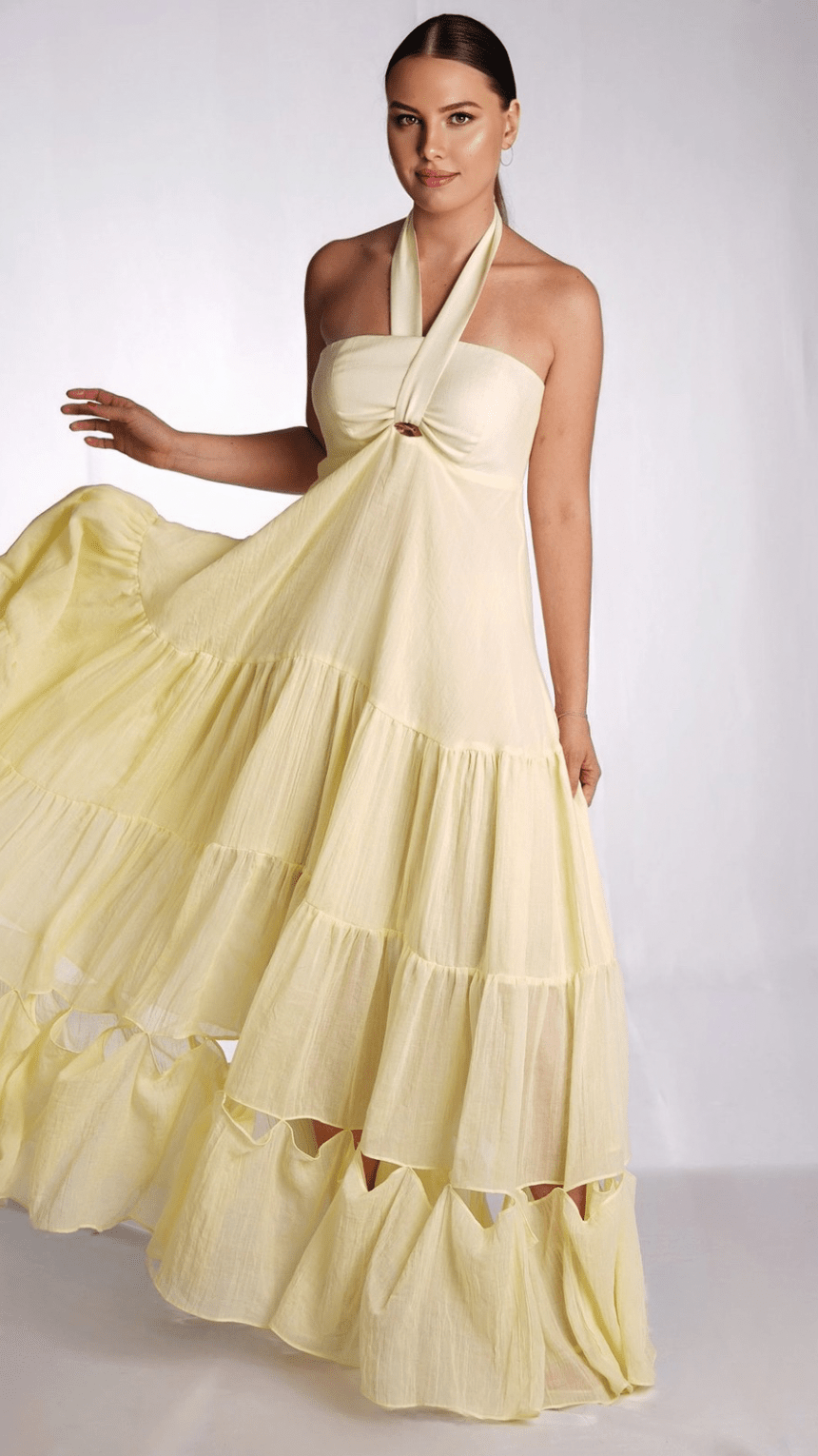 Effortless Chic: A V - Neck Long Dress - WaedLine