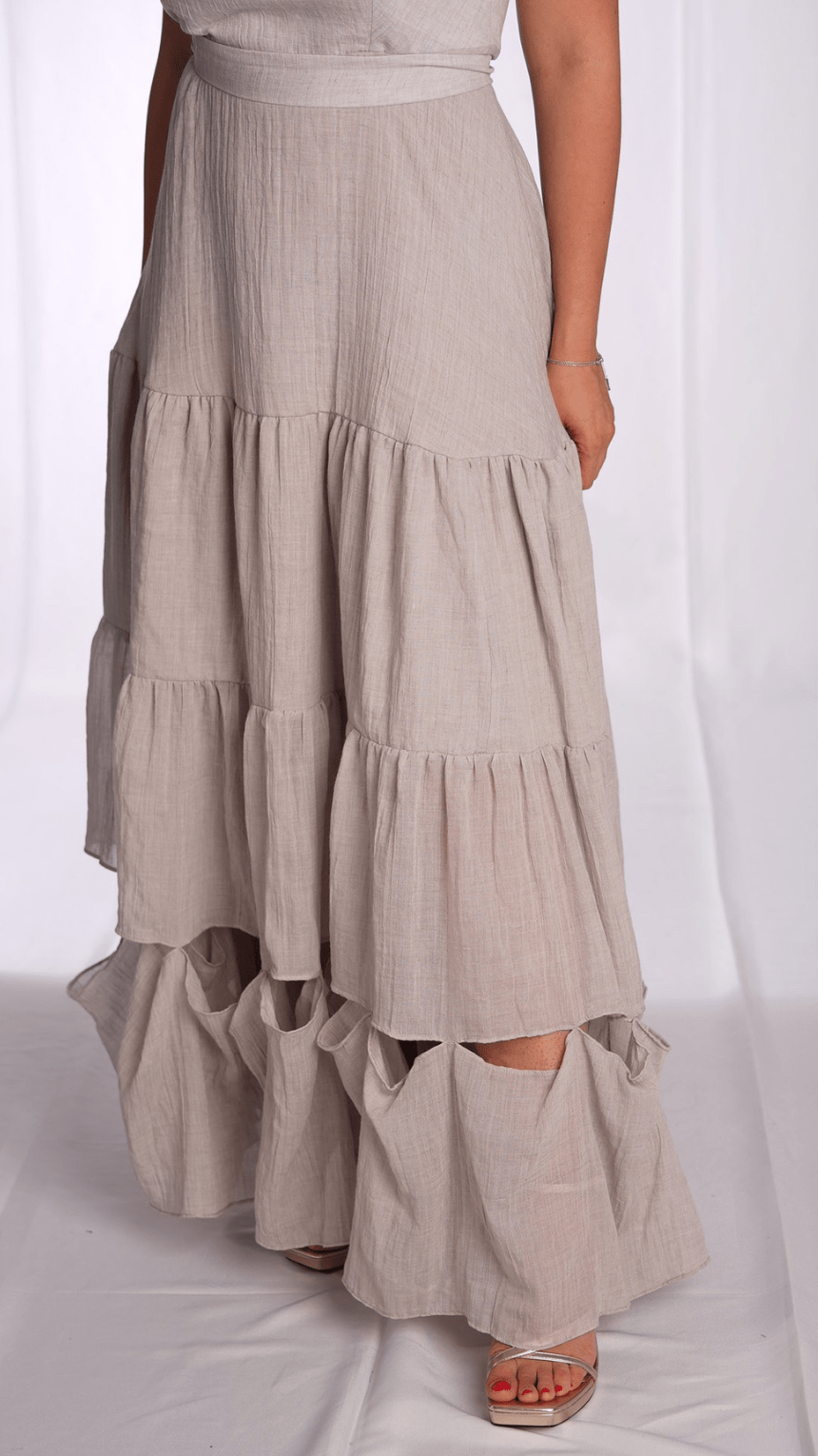 Effortless Chic: A V - Neck Long Dress - WaedLine