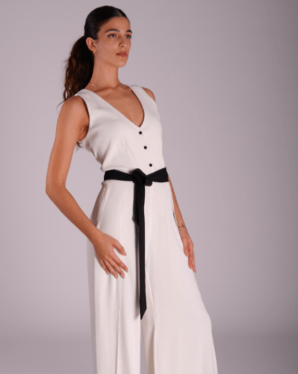 Elegant Charmaine Jumpsuit - With Black Belt - WaedLine