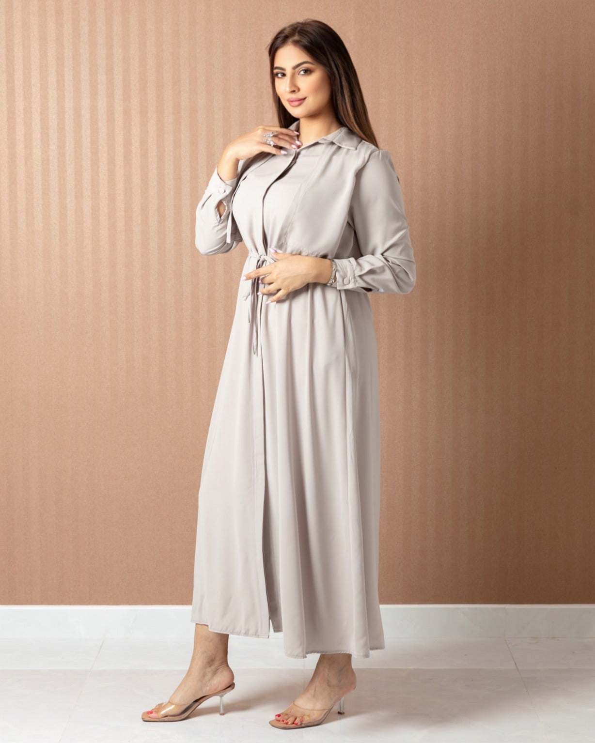 Elegant Tie - Waist Abaya - One Piece - WaedLine