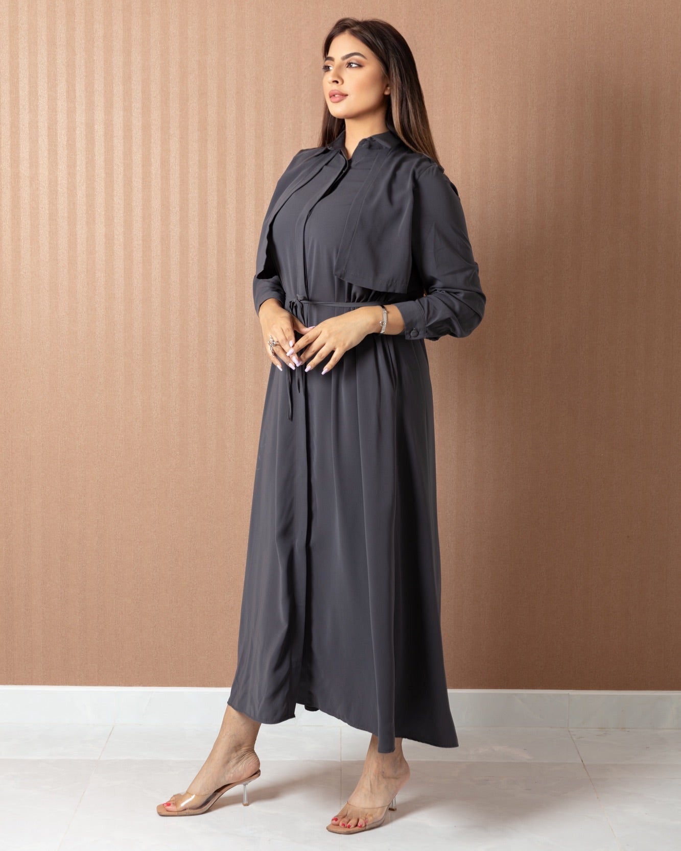 Elegant Tie - Waist Abaya - One Piece - WaedLine