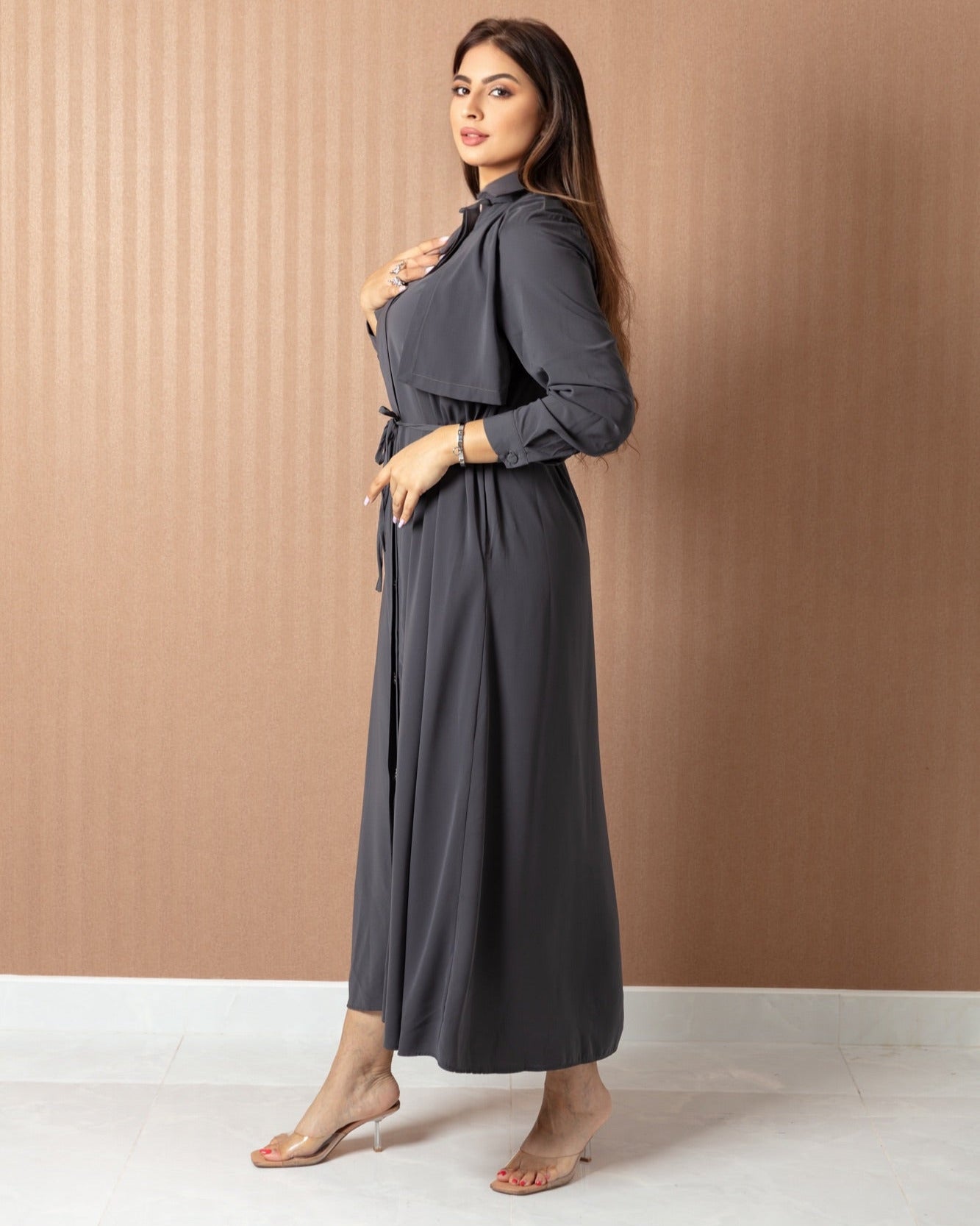 Elegant Tie - Waist Abaya - One Piece - WaedLine
