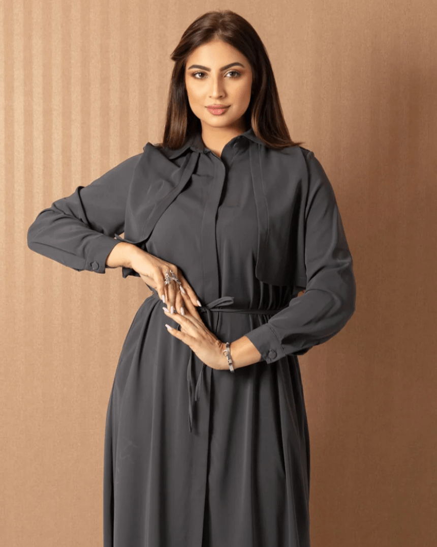 Elegant Tie - Waist Abaya - One Piece - WaedLine