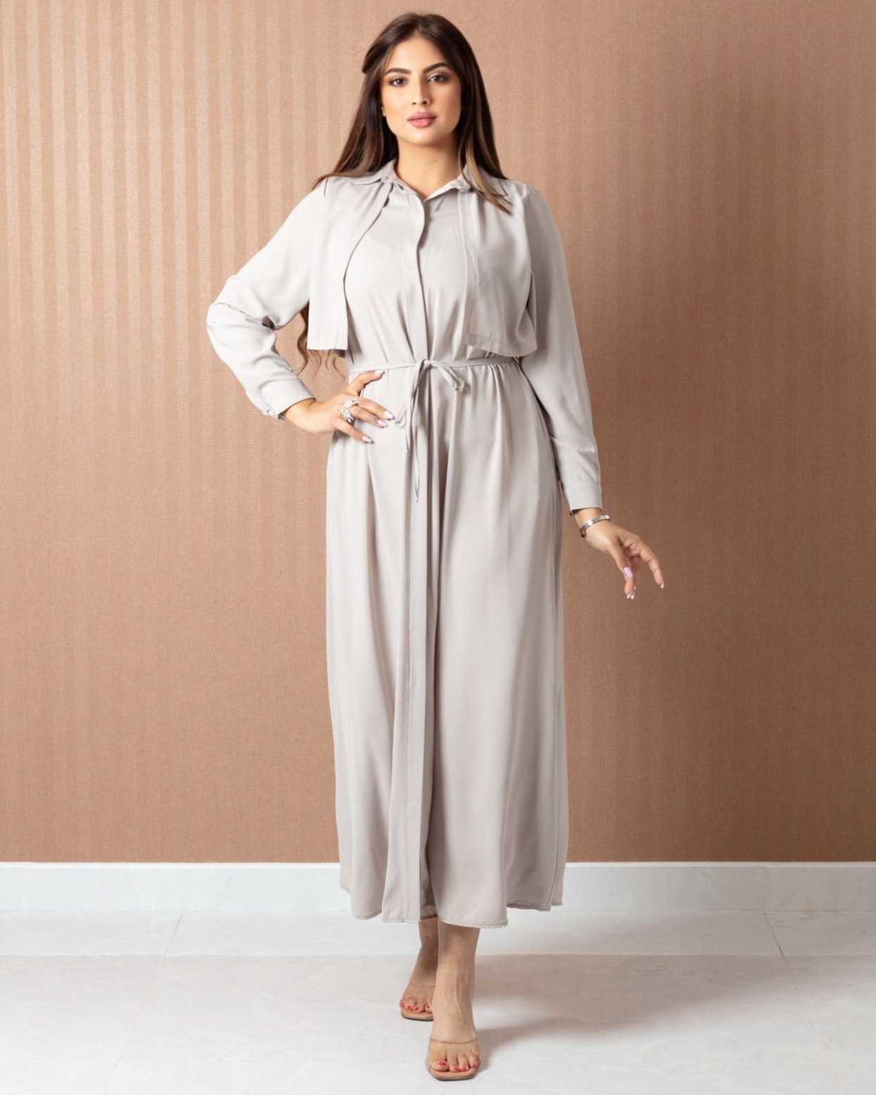 Elegant Tie - Waist Abaya - One Piece - WaedLine
