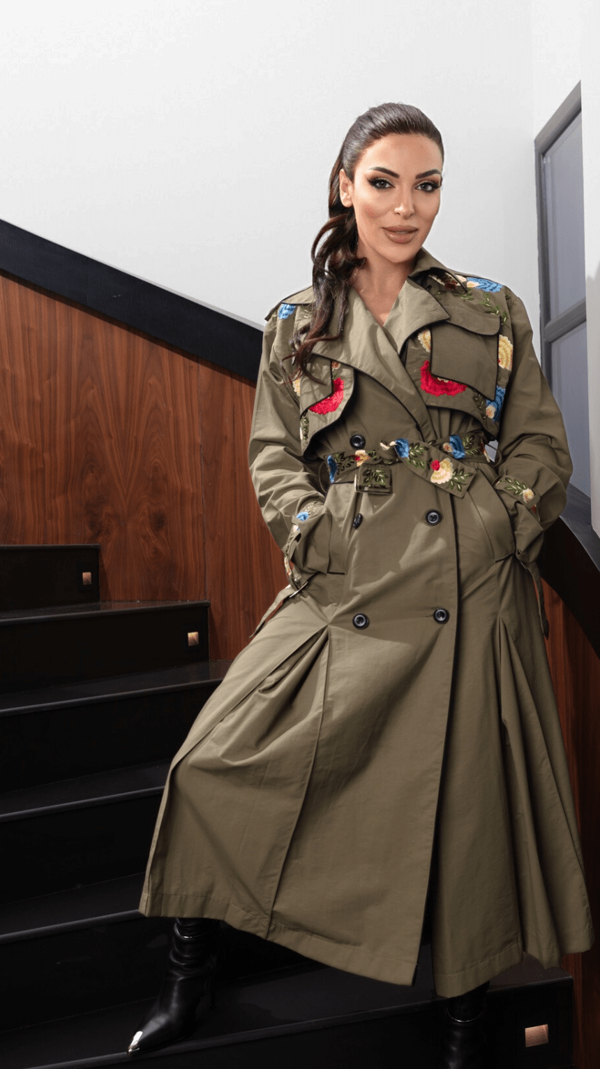 Embroidered Trench Coat - WaedLine