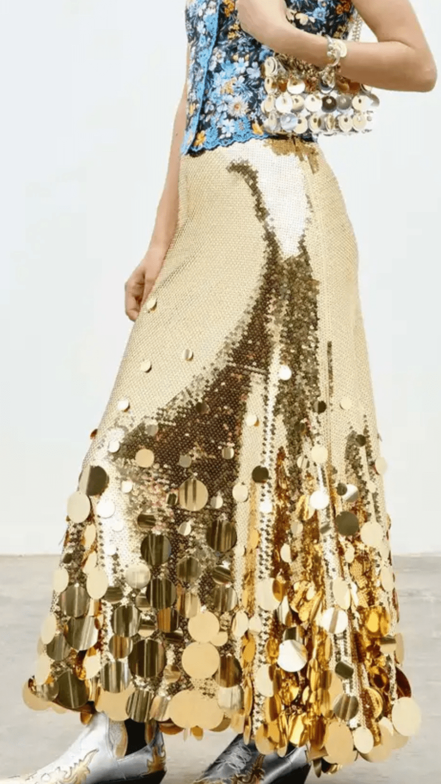 Glitter Metallic Sequin Maxi Skirt - WaedLine