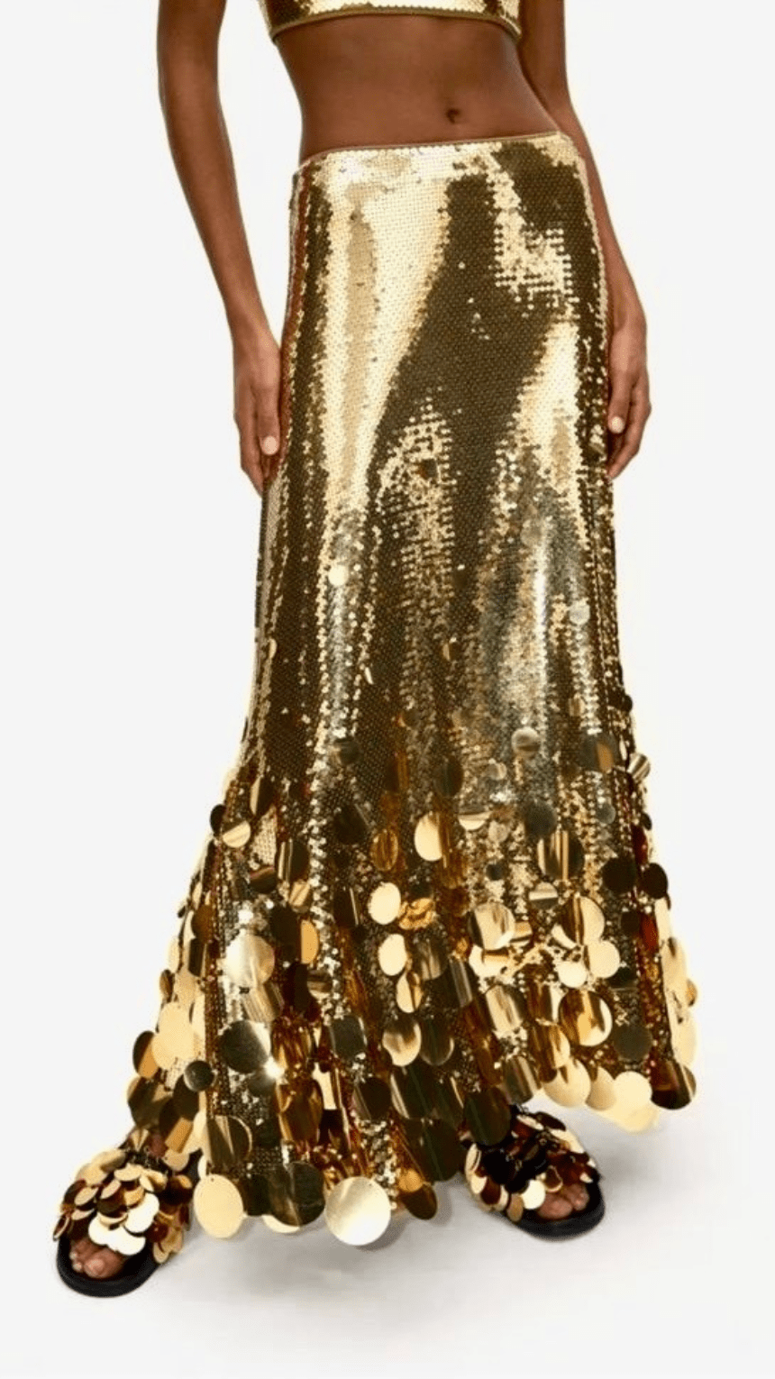 Glitter Metallic Sequin Maxi Skirt - WaedLine