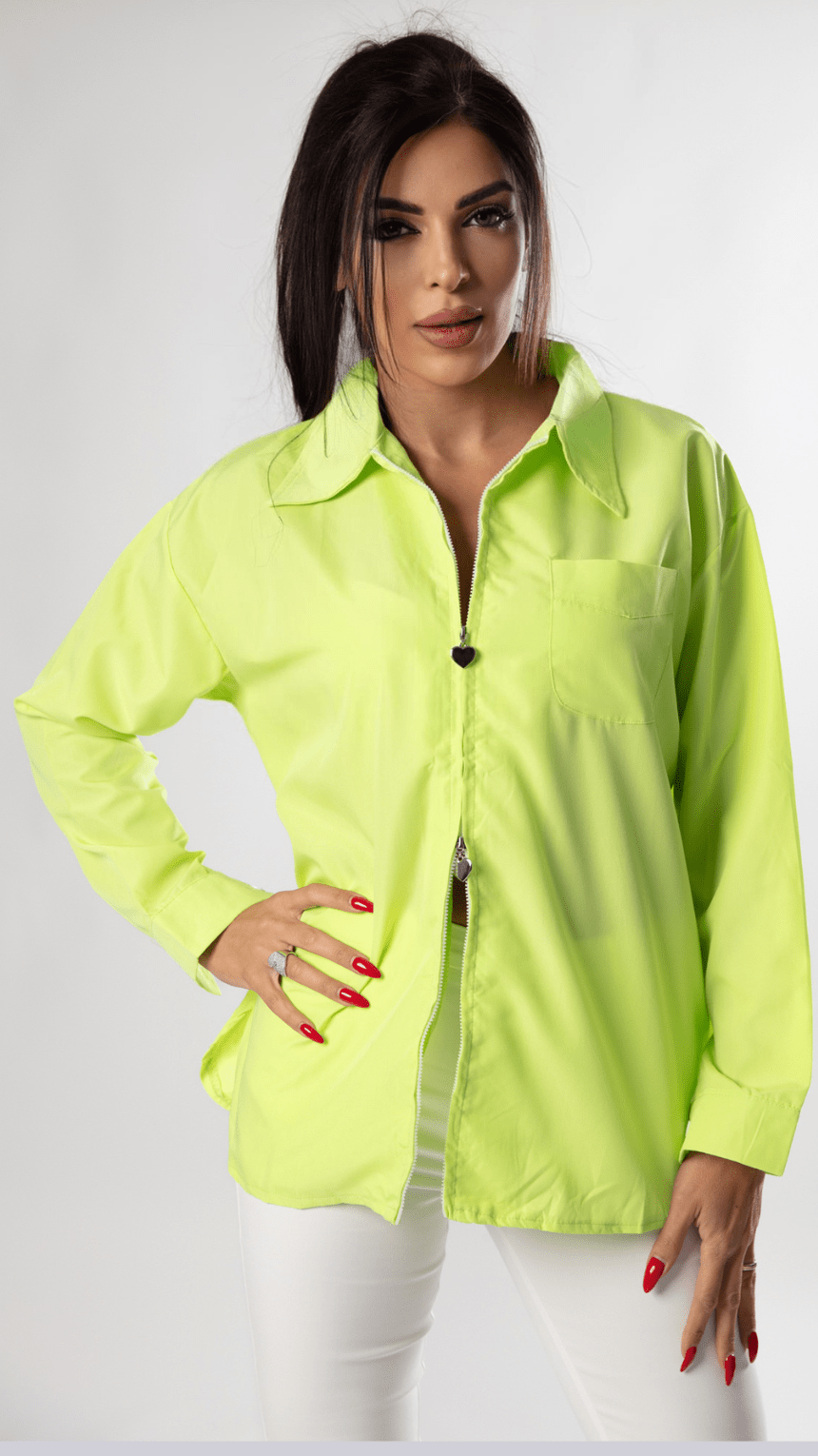 Graceful Half - Zip Modern Crepe Shirt - WaedLine