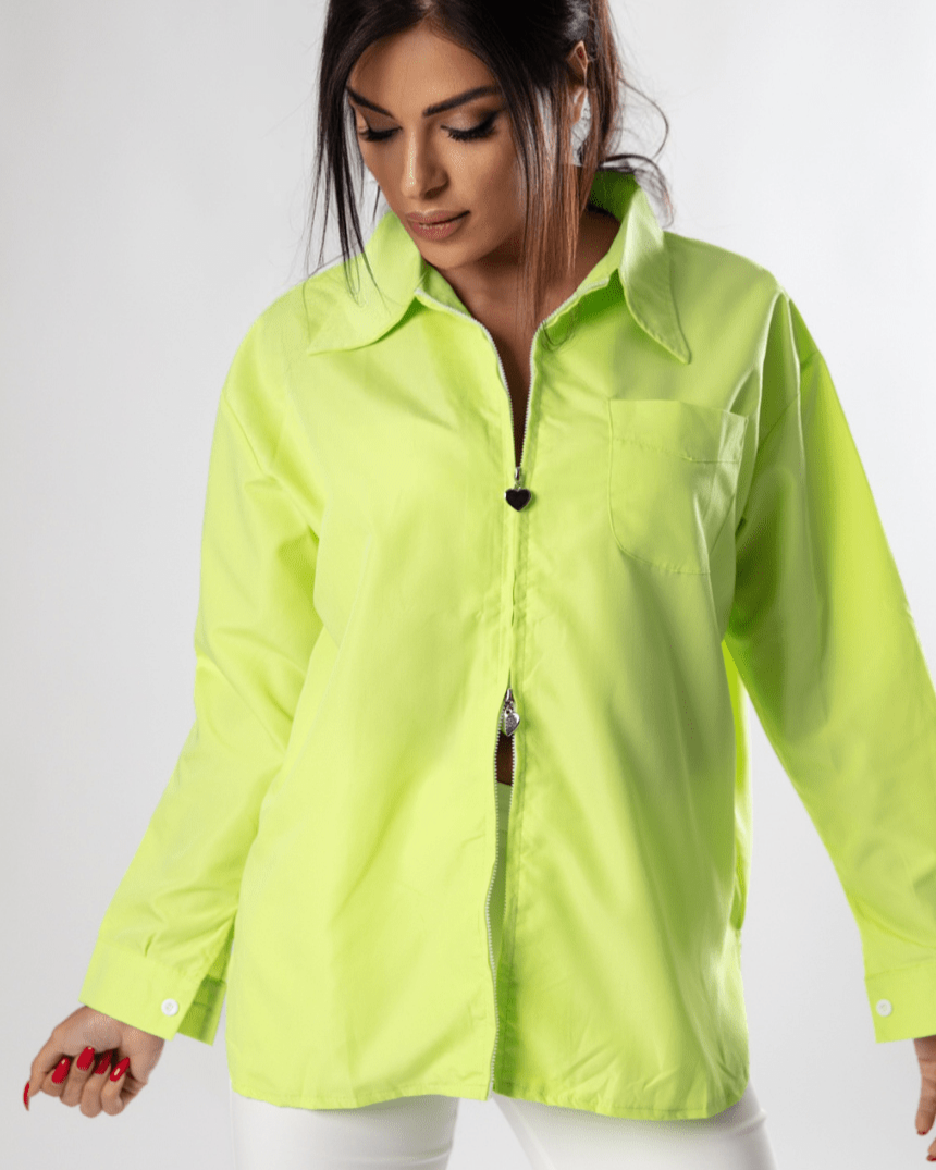 Graceful Half - Zip Modern Crepe Shirt - WaedLine