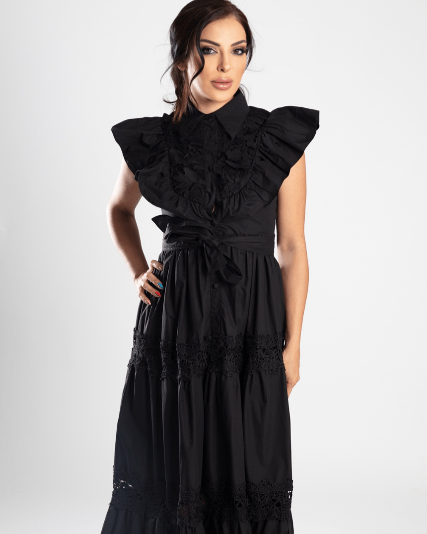 Graceful Tiered Belted Dress - WaedLine