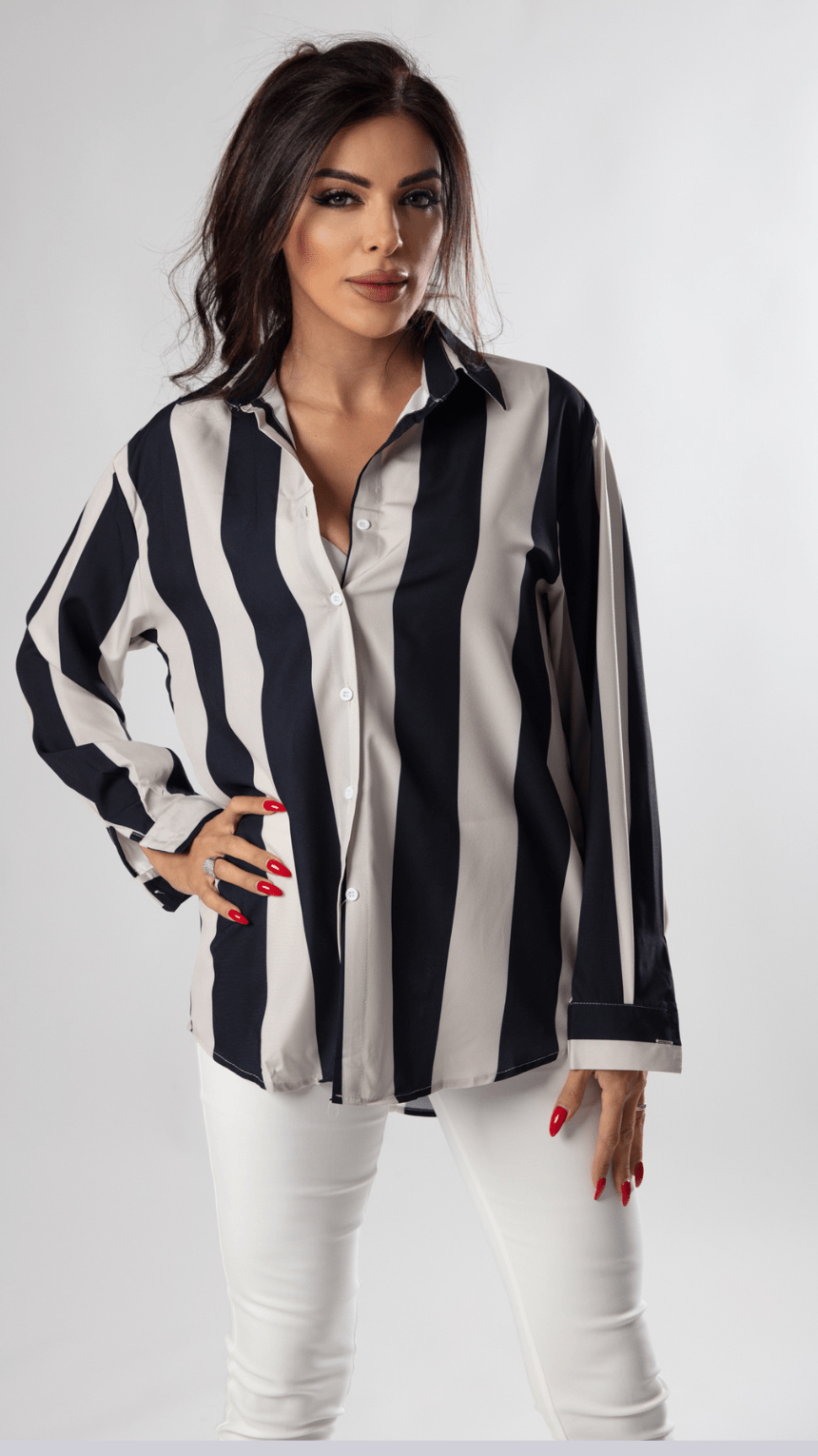 Harmonious Stripes Silky Top - WaedLine