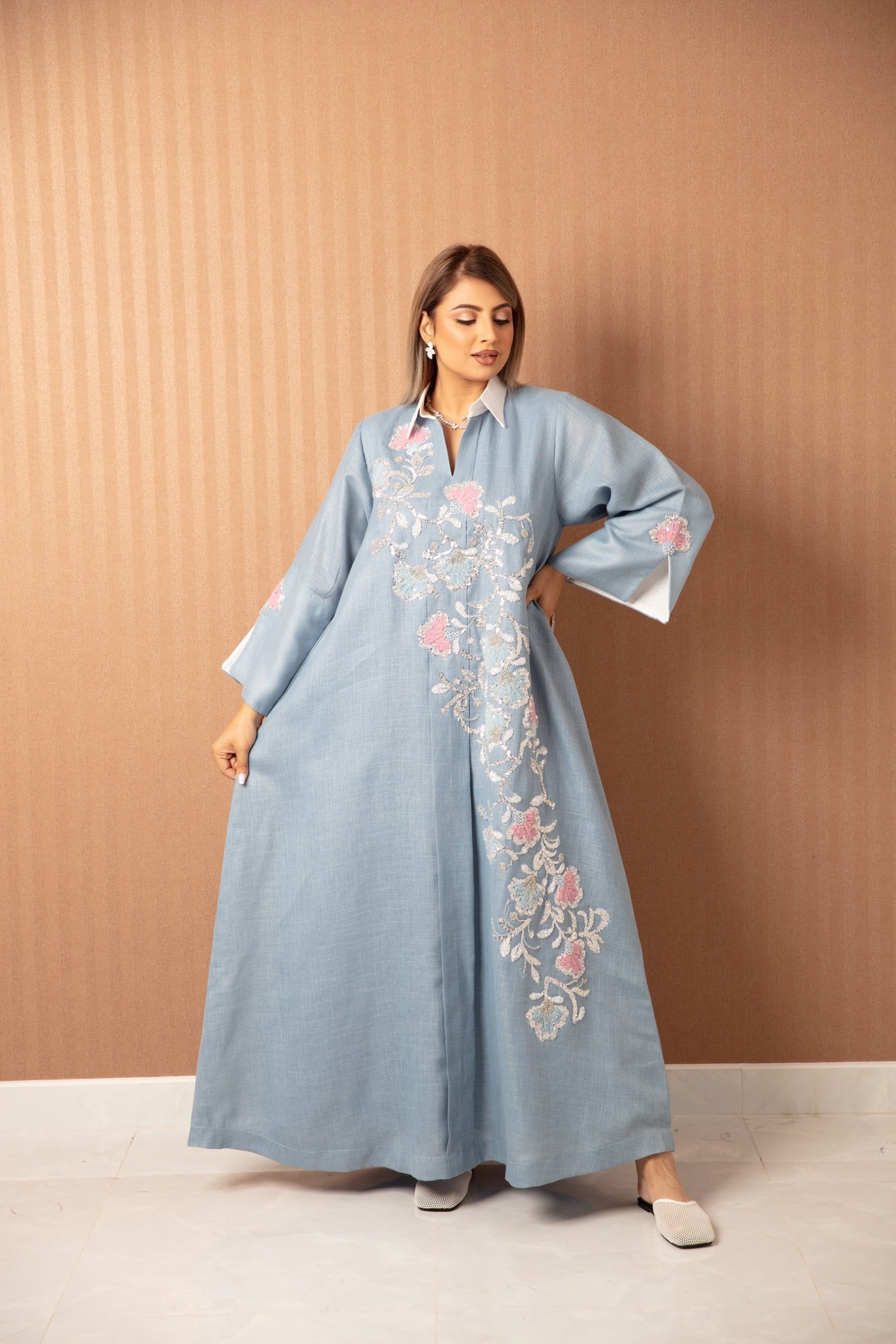 Linen Bloom Jalabiya - WaedLine