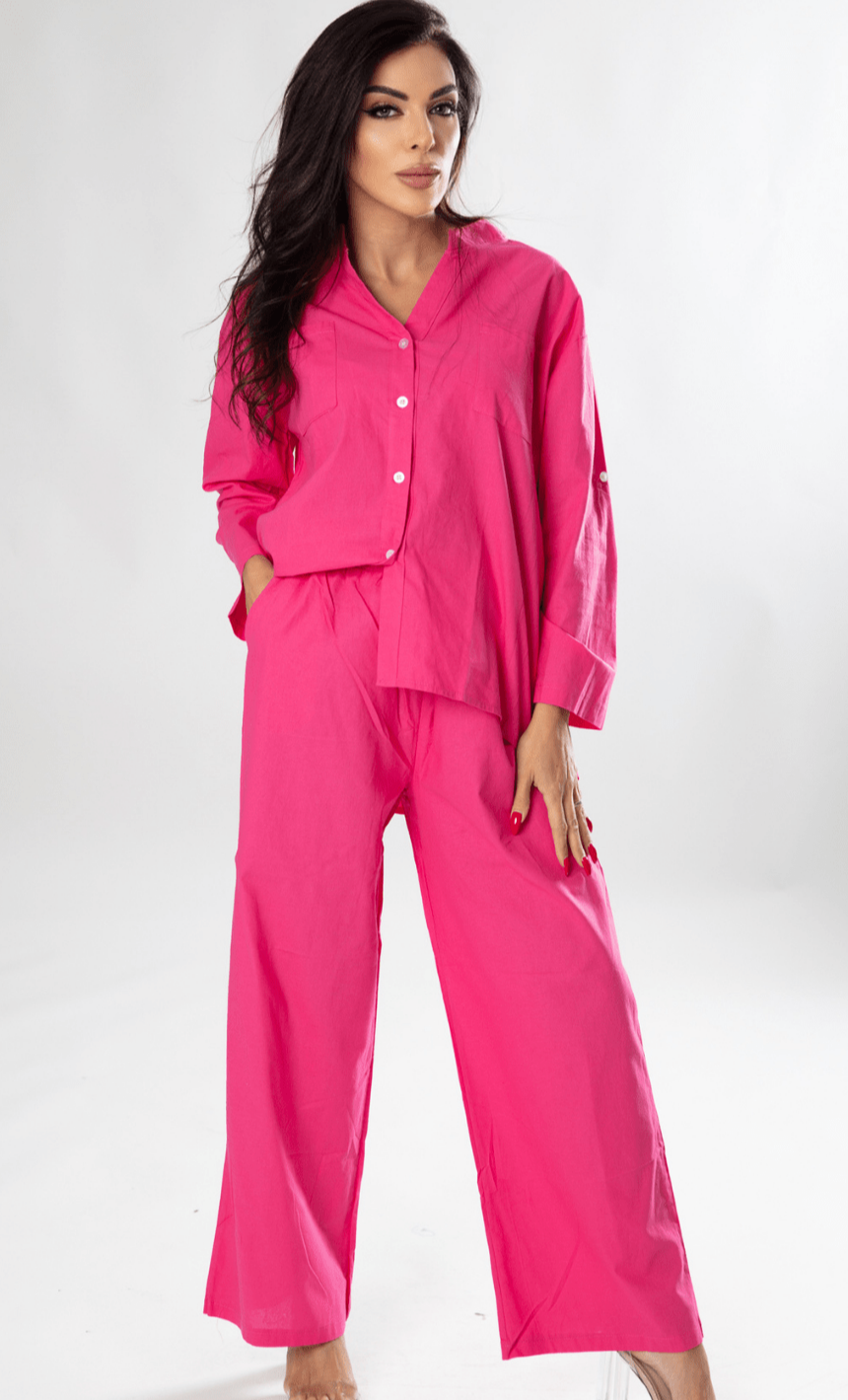 Lively Chic Linen Set (Blouse & Pant) - WaedLine