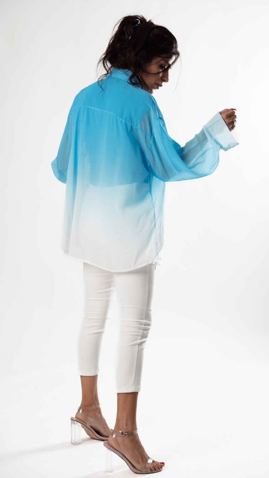 Luminous Ombre Transparent Chiffon Tee - WaedLine