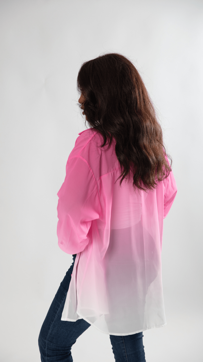 Luminous Ombre Transparent Chiffon Tee - WaedLine