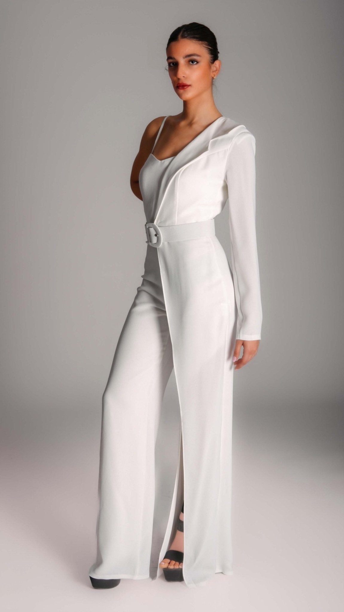 One - Shoulder Chiffon Bridesmaid Jumpsuit - WaedLine