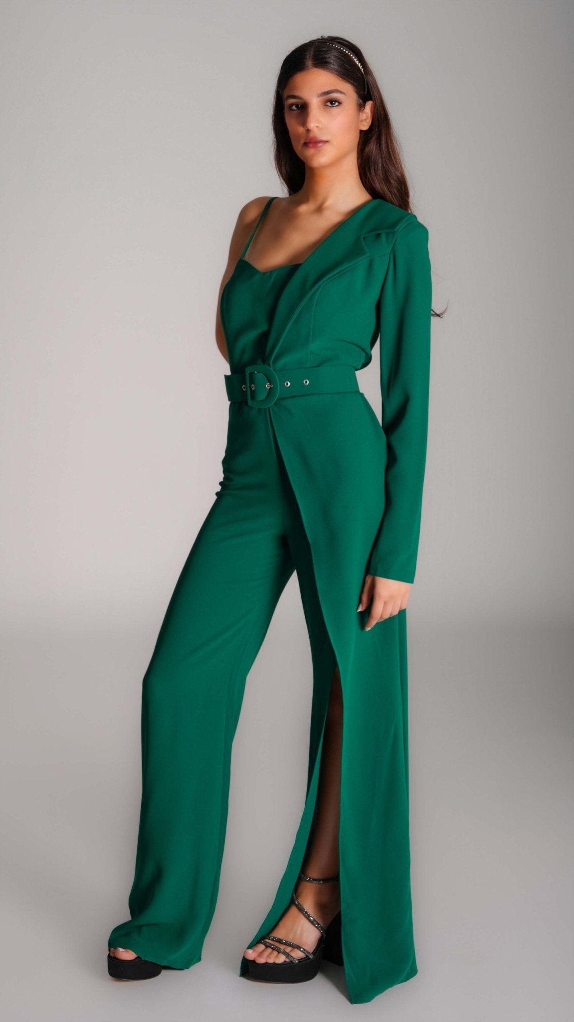 One - Shoulder Chiffon Bridesmaid Jumpsuit - WaedLine