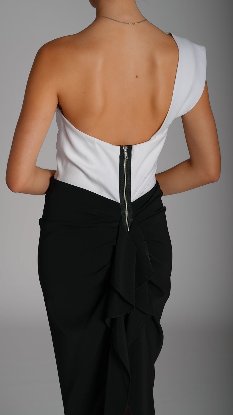 One shoulder ruffle back dress - WaedLine
